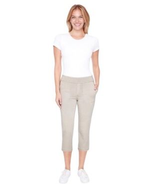 ☀️NWT Up! Pull On Stretch Capri Pants Tan Beige Cream Off White Size Medium